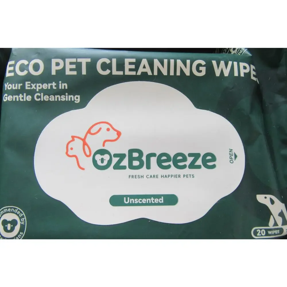 OzBreeze Eco Pet Cleaning Wipes 2 Packs for Dogs Cats Exp 07/2027 Unscented New